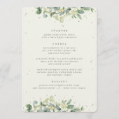 Cream Snowberry + Eucalyptus 3 gangen bruiloft Menu (Voorkant)