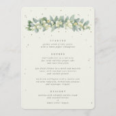 Cream Snowberry + Eucalyptus 3 gangen bruiloft Menu (Voorkant)
