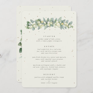 Cream Snowberry + Eucalyptus 3 gangen bruiloft Menu