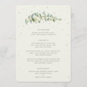 Cream Snowberry + Eucalyptus 3 gangen bruiloft Menu (Voorkant)