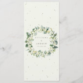 Cream Snowberry+Eucalyptus 4 gangen Bruiloft Flat Menu (Achterkant)