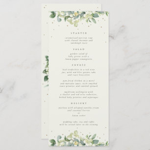 Cream Snowberry+Eucalyptus 4 gangen Bruiloft Flat Menu