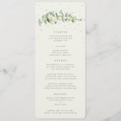 Cream Snowberry+Eucalyptus 4 gangen Bruiloft Flat Menu (Voorkant)