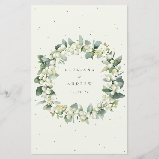 Cream Snowberry + Eucalyptus 4 gangen bruiloft Men (Achterkant)