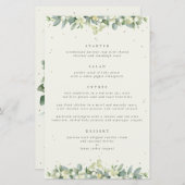 Cream Snowberry + Eucalyptus 4 gangen bruiloft Men (Voorkant / Achterkant)