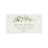 Cream Snowberry+Eucalyptus Adreslabel Etiket (Voorkant)