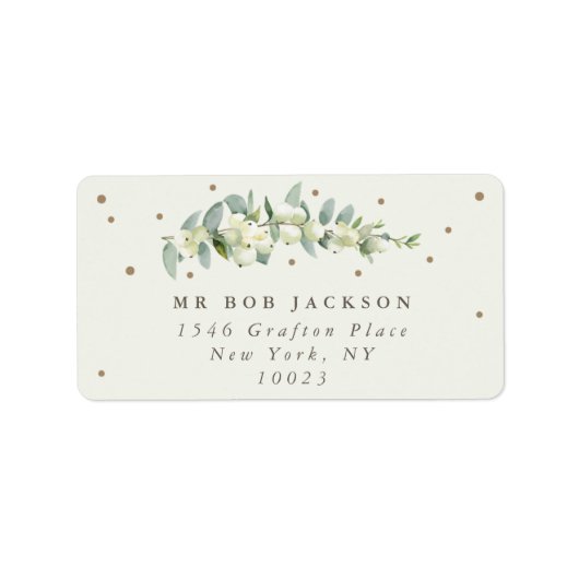 Cream Snowberry+Eucalyptus Adreslabel Etiket (Voorkant)