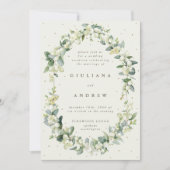 Cream Snowberry + Eucalyptus bruiloft alleen recep Kaart (Voorkant)