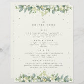 Cream Snowberry+Eucalyptus Bruiloft Drinken/Bar Me (Voorkant / Achterkant)