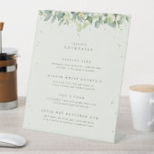 Cream Snowberry+Eucalyptus Bruiloft Drinken Menu Reclamebord Met Voetstuk (Insitu)