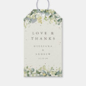 Cream Snowberry + Eucalyptus Bruiloft Liefde + Bed Cadeaulabel (Voorkant)