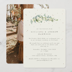 Cream Snowberry + Eucalyptus bruiloft receptie fot Kaart