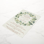 Cream Snowberry + Eucalyptus bruiloft repetitie Folie Uitnodiging (Gedraaid)