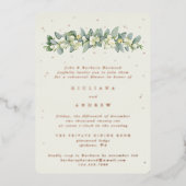 Cream Snowberry + Eucalyptus bruiloft repetitie Folie Uitnodiging (Voorkant)