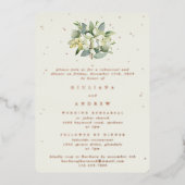 Cream Snowberry + Eucalyptus bruiloft repetitie Folie Uitnodiging (Voorkant)