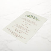 Cream Snowberry + Eucalyptus bruiloft repetitie Folie Uitnodiging (Gedraaid)