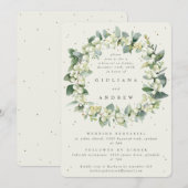 Cream Snowberry + Eucalyptus bruiloft repetitie Kaart (Voorkant / Achterkant)