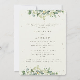 Cream Snowberry + Eucalyptus bruiloft repetitie Kaart