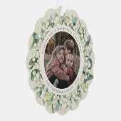 Cream Snowberry+Eucalyptus Christmas Wreath Photo  Ornament Kaart (Rechts)