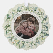 Cream Snowberry+Eucalyptus Christmas Wreath Photo Ornament Kaart (Voorkant)