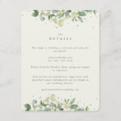Cream Snowberry + Eucalyptus Edged bruiloft detail Informatiekaartje (Voorkant)