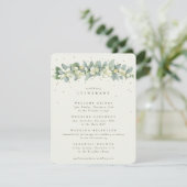Cream Snowberry+Eucalyptus Garland bruiloft evenem Informatiekaartje (Staand voorkant)