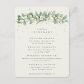 Cream Snowberry+Eucalyptus Garland bruiloft evenem Informatiekaartje (Voorkant)