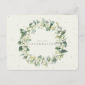 Cream Snowberry+Eucalyptus Garland Huwelijksinfo Informatiekaartje (Achterkant)