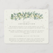 Cream Snowberry+Eucalyptus Garland Huwelijksinfo Informatiekaartje (Voorkant)