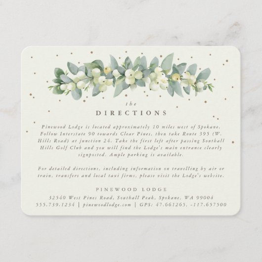 Cream Snowberry+Eucalyptus Garland Routebeschrijvi Informatiekaartje (Voorkant)