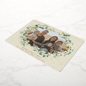 Cream Snowberry + Eucalyptus kerstfoto Folie Feestdagenkaart (Gedraaid)