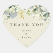 Cream Snowberry+Eucalyptus Kerstmis Dank je Hart Sticker (Voorkant)