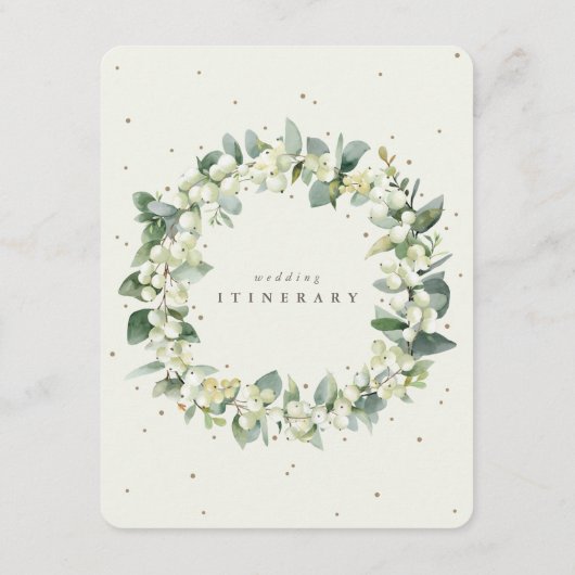 Cream Snowberry + Eucalyptus trouwroute Informatiekaartje (Achterkant)