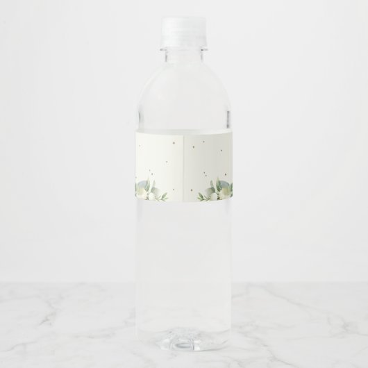 Cream Snowberry+Eucalyptus Winter Vrijgezellenfees Waterfles Etiket (Achterkant)