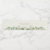 Cream Snowberry+Eucalyptus Winter Vrijgezellenfees Waterfles Etiket (Enkel label)