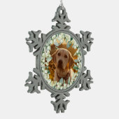 Cream Snowberry-kerstfoto Tin Sneeuwvlok Ornament (Links)