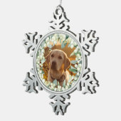 Cream Snowberry-kerstfoto Tin Sneeuwvlok Ornament (Rechts)