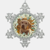 Cream Snowberry-kerstfoto Tin Sneeuwvlok Ornament (Voorkant)