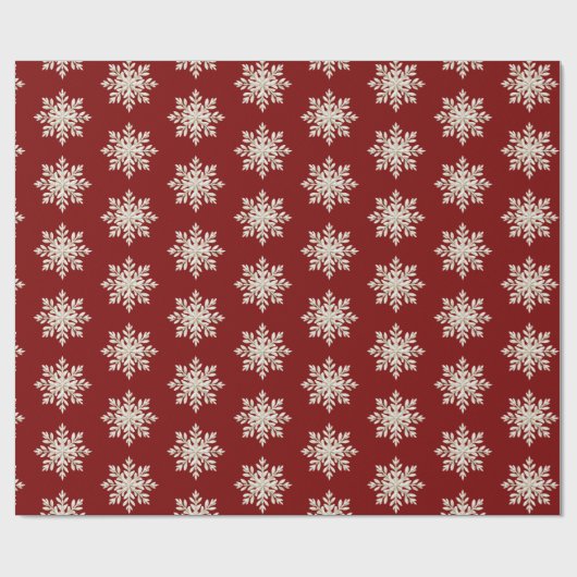 Cream Snowflake Red Christmas Cadeaupapier (Vlak)