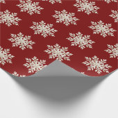 Cream Snowflake Red Christmas Cadeaupapier (Hoek)