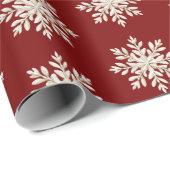 Cream Snowflake Red Christmas Cadeaupapier (Rol Hoek)