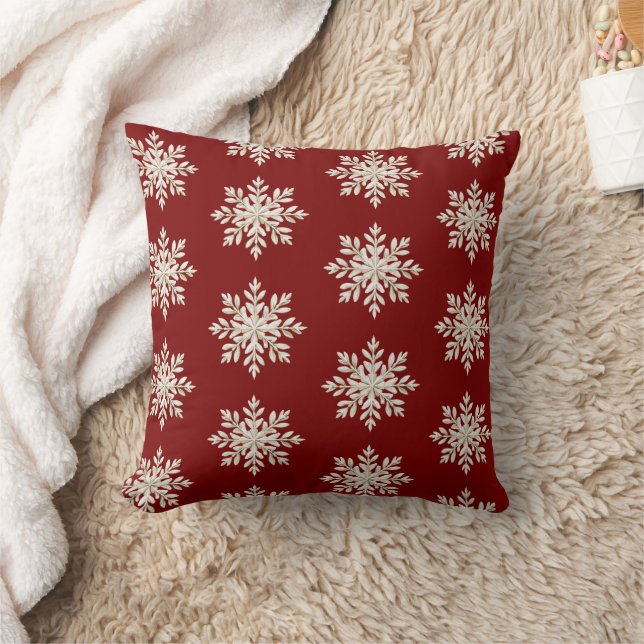 Cream Snowflake Red Christmas Kussen (Deken)