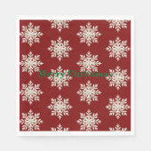 Cream Snowflake Red Christmas Servet (Voorkant)