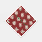 Cream Snowflake Red Christmas Servet (Hoek)