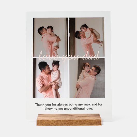 Cream Soft Happy Vaderdag Gift Fotocollage Acryl Bord (Voorkant)