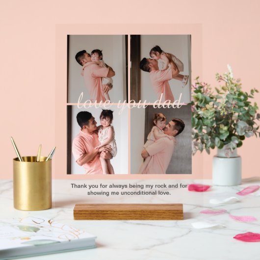 Cream Soft Happy Vaderdag Gift Fotocollage Acryl Bord (Huwelijk)