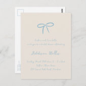 Cream Something Blue Bow Vrijgezellenfeest Briefkaart (Voorkant / Achterkant)