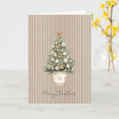 Cream Stripes Christmas Tree Star Ornaments Kaart (Gele Bloem)