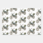 Cream Stripes Motorcycle Ivy Oerwoud Verjaardag Inpakpapier Vel (Voorkant 2)