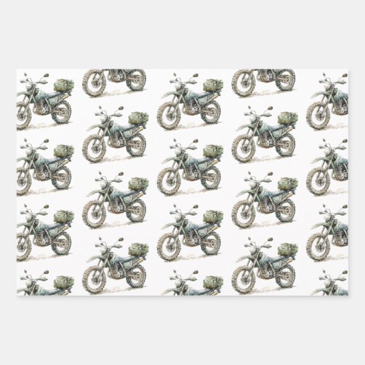 Cream Stripes Motorcycle Ivy Oerwoud Verjaardag Inpakpapier Vel (Voorkant 2)